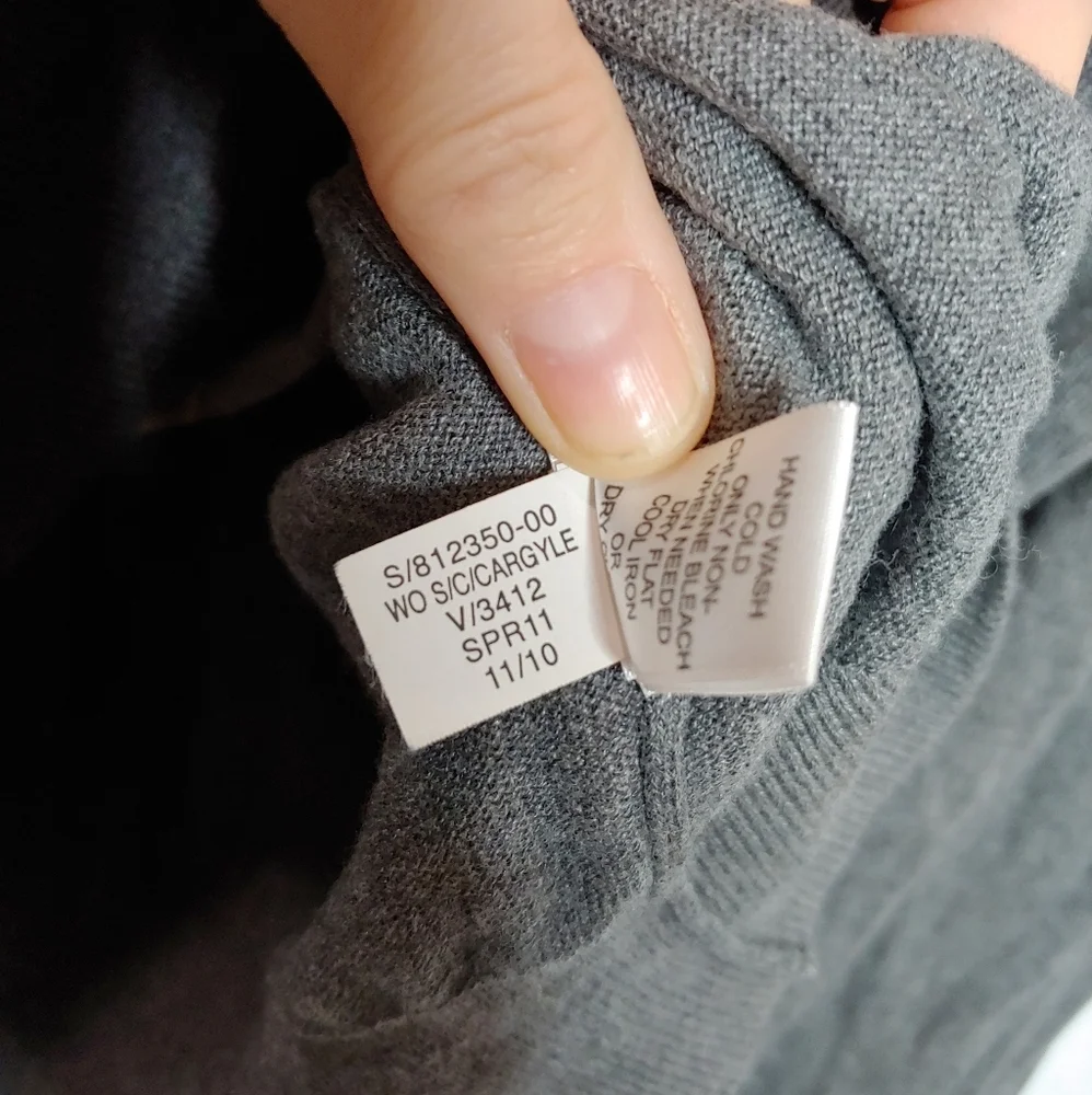 Banana Republic Argyle Pullover Sweater Gray Tan Cream Silk Cotton‎ Cashmere XL